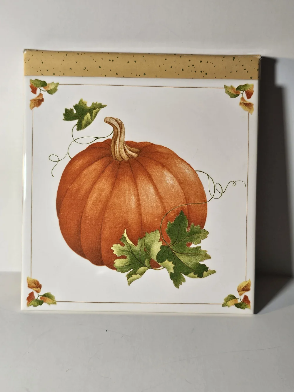Avon 1984 Collectors Pumpkin Ceramic Trivet Tile Fall Harvest Thanksgiving Decor